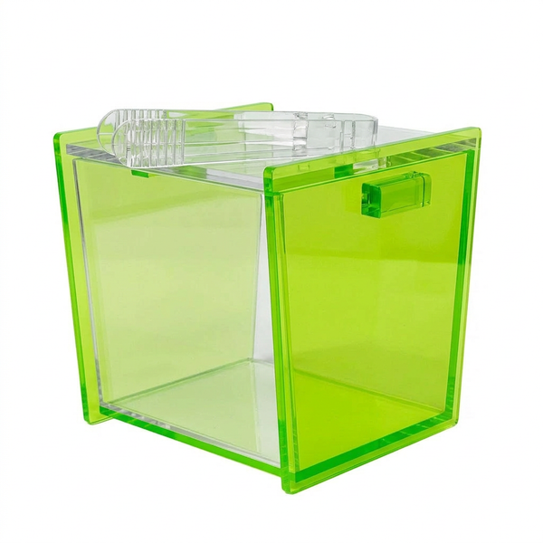 Acrylic See Through Neon Pink Ice Bucket with Tongs