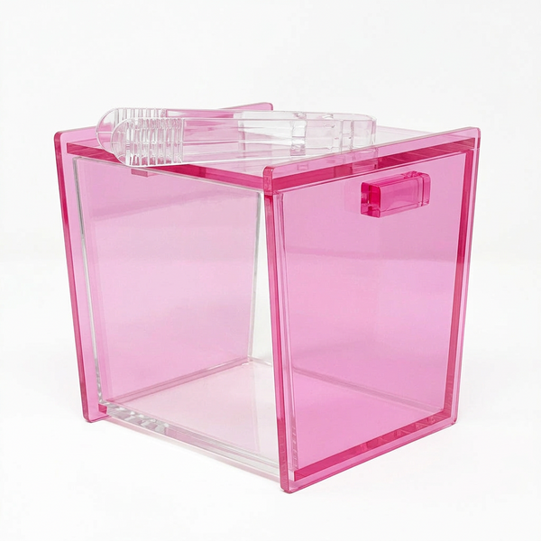 Acrylic Ice Bucket with Tongs – See Through Pink