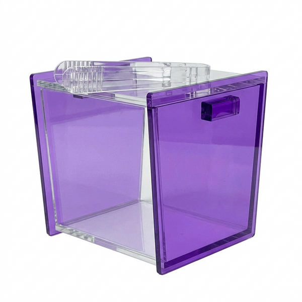 Acrylic Ice Bucket with Tongs – See Through Purple