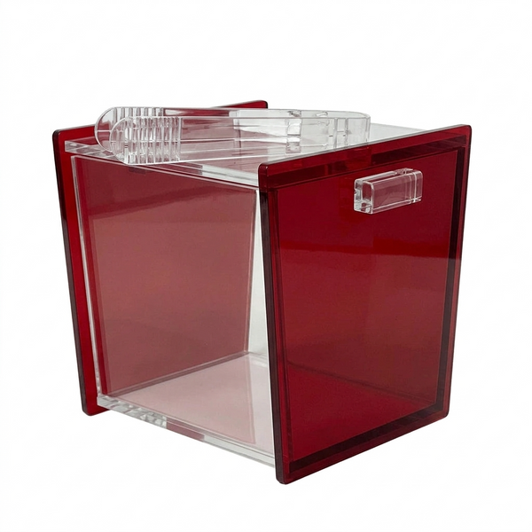 Acrylic Ice Bucket with Tongs – See Through Red