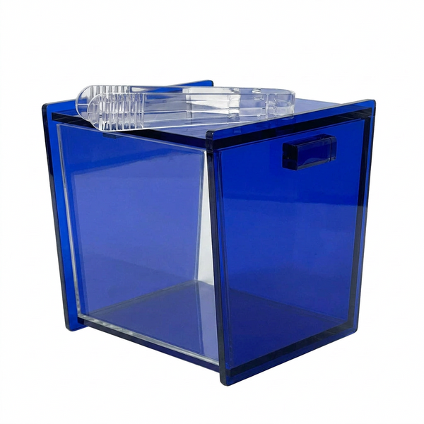Acrylic Ice Bucket with Tongs – See Through Dark Blue