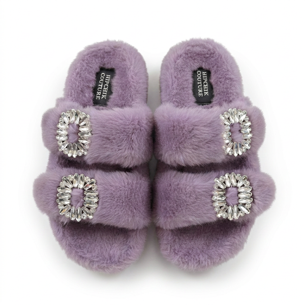 Mink Sandal Shoes Crystal Buckle - Lilac