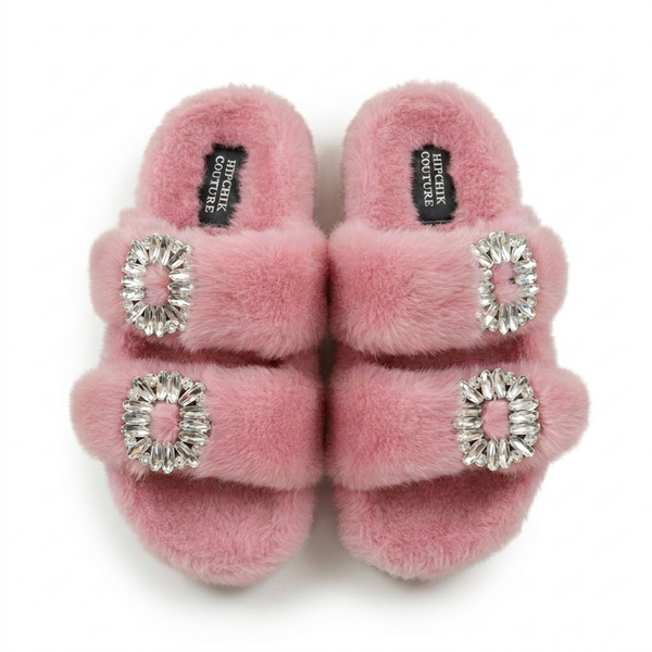 Mink Sandal Shoes Crystal Buckle - Pink
