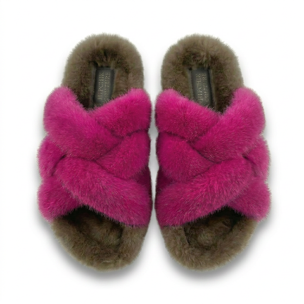 Mink Sandal Shoes Criss Cross - Natural Fuchsia