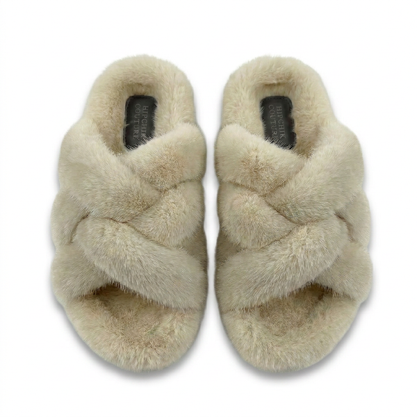 Mink Sandal Shoes Criss Cross – Cream
