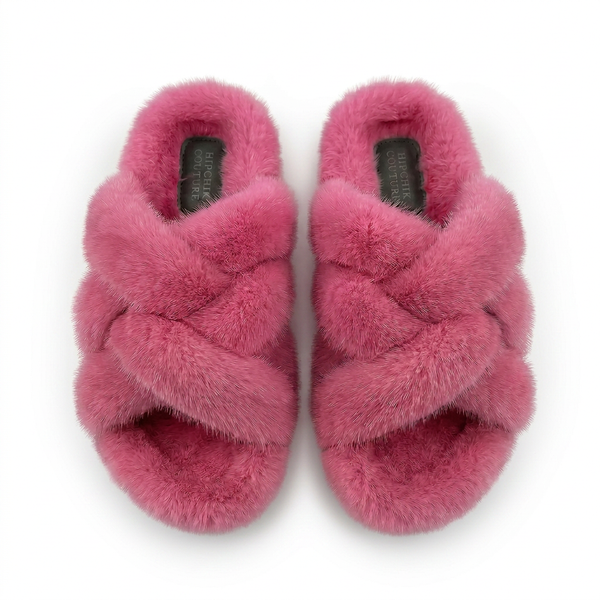 Mink Sandal Shoes Criss Cross - Bright Pink