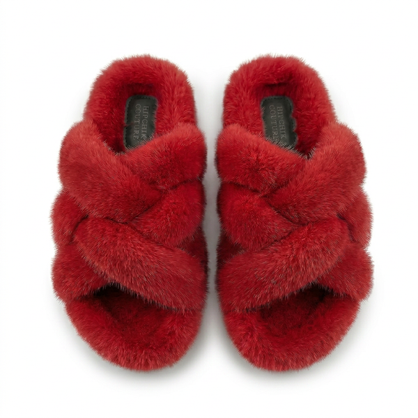 Mink Sandal Shoes Criss Cross - Red