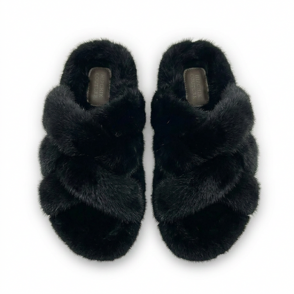 Mink Sandal Shoes Criss Cross - Black