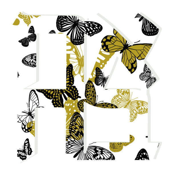 Ahava Acrylic Object Shelf Decor Butterflies in Gold Glitter Flying Butterflies