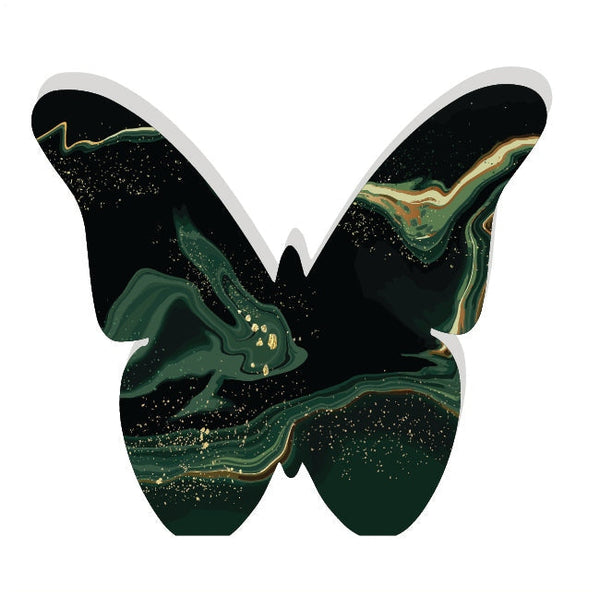 Butterfly Acrylic Object Shelf Decor Greens in Green Marble