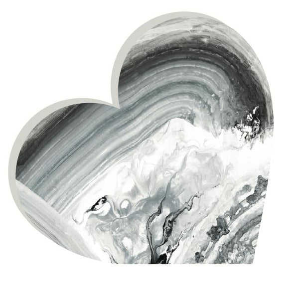 Heart Acrylic Object Designer Shelf Decor Blacks in Black and White Slice