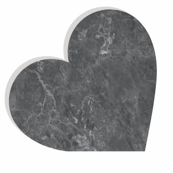 Heart Acrylic Object Designer Shelf Decor Greys in Charcoal Marble