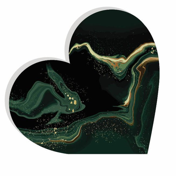 Heart Acrylic Object Designer Shelf Decor Greens in Green Marble Print