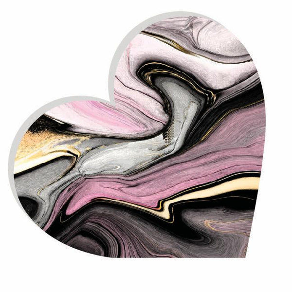 Heart Acrylic Object Designer Shelf Decor Pinks in Pink Black Marble
