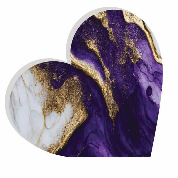 Heart Acrylic Object Designer Shelf Decor Purples in Purple Gold