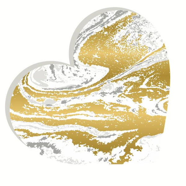 Heart Acrylic Object Designer Shelf Decor Black Gold in White Gold Paint