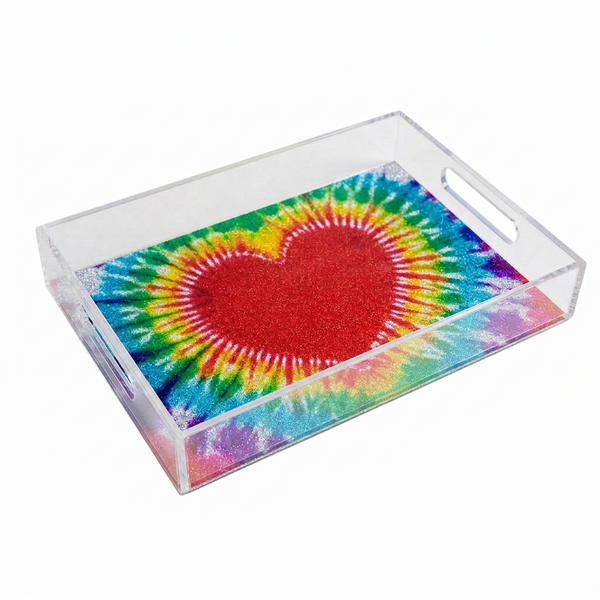 Acrylic Rainbow Heart Tray