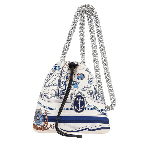 Drawstring Chain Nautical Silk  Pouch