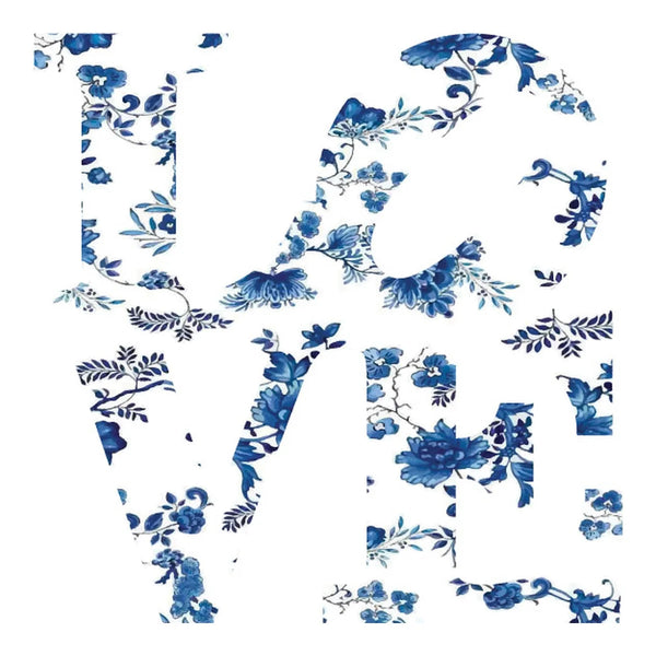 Love Acrylic Object Designer Shelf Decor Blue Floral