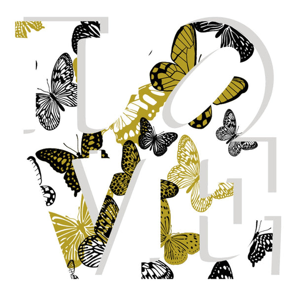 Love Acrylic Object Designer Shelf Decor Butterflies in Gold Butterflies