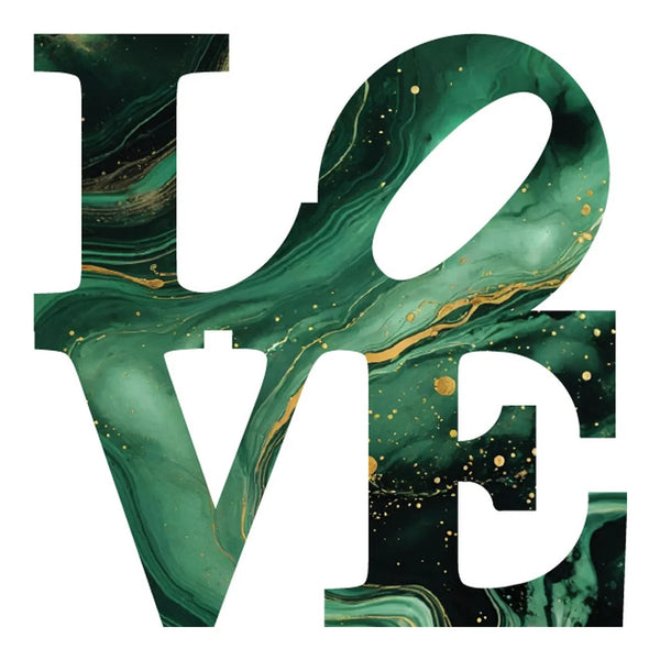 Love Acrylic Object Designer Shelf Decor Greens in Green Gold