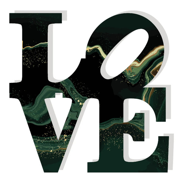 Love Acrylic Object Designer Shelf Decor Greens in Green Marble