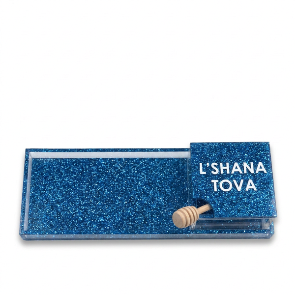 Acrylic Honey Tray with Stick Glitter – Perfect Rosh Hashanah Gift￼