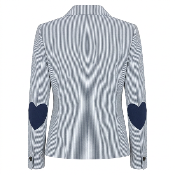 Pinstripe Blazer - Navy Hearts Elbows