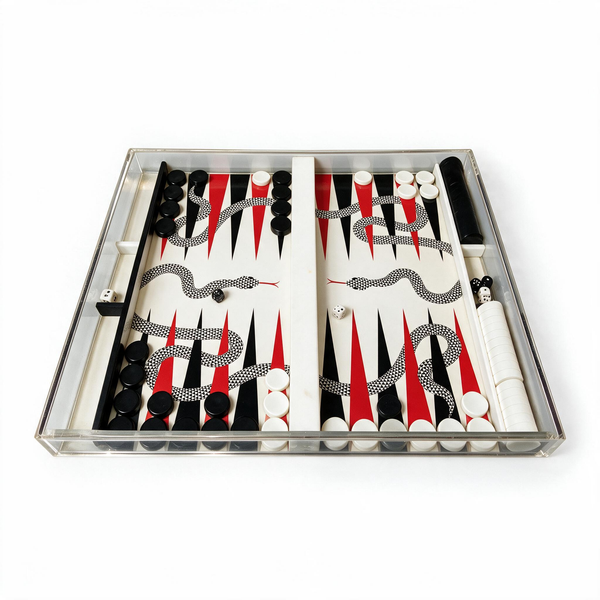 The Snake Print Equestrian Acrylic Backgammon Set