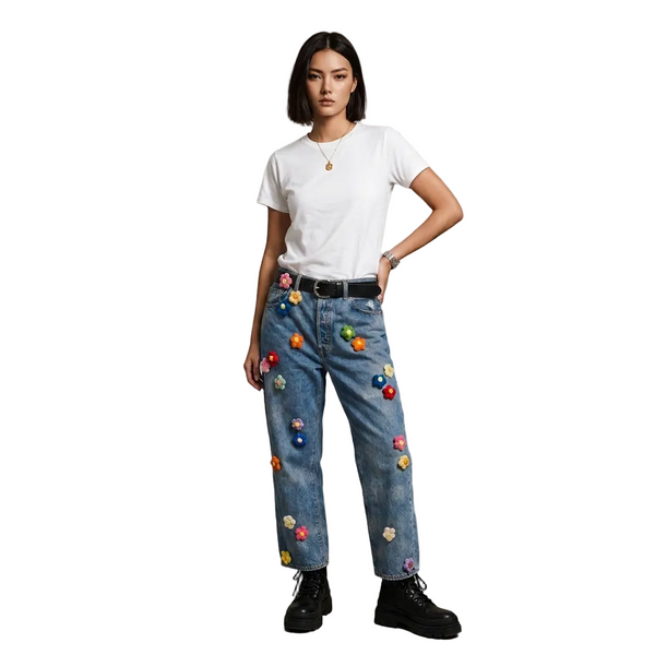 Hand Made Crochet Levi's Vintage Jeans –  Flowers