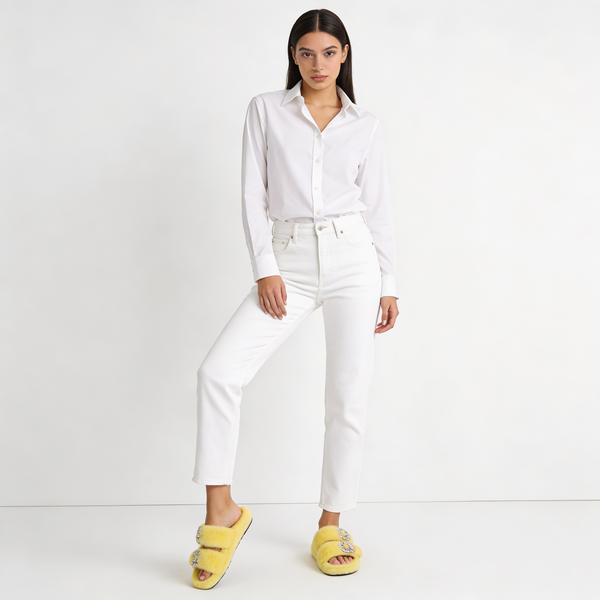 Mink Sandal Shoes Crystal Buckle - Yellow