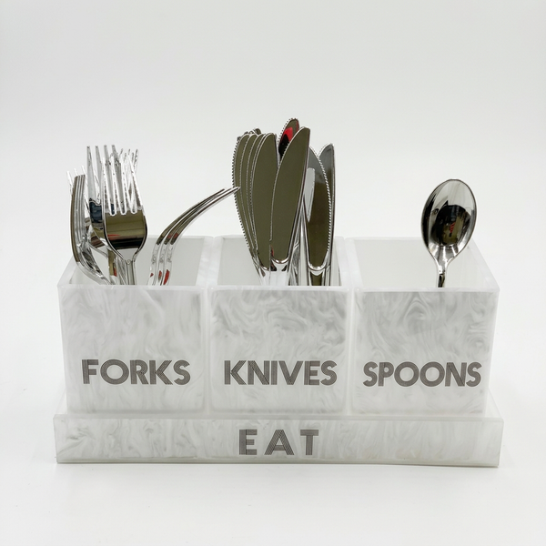 Acrylic Spoon Fork Knife Silverware Caddy – 3 Compartment