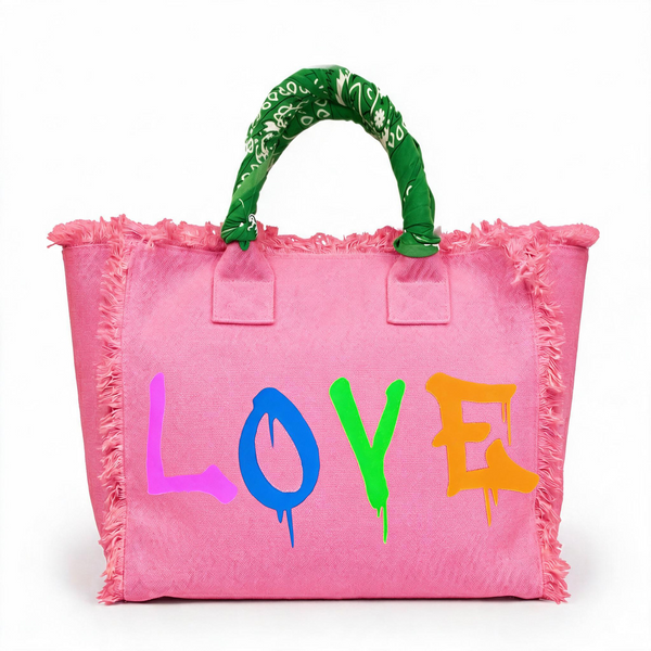 Love Neon Drip Fringe Canvas Bag