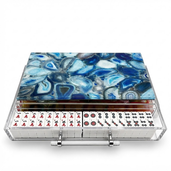 Mahjong Set Blue Agate - Acrylic
