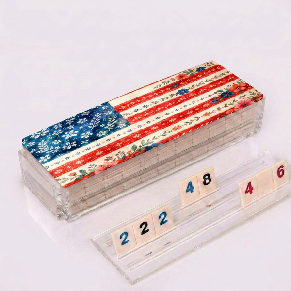Acrylic Rummikub Game - Americn flag Flowers
