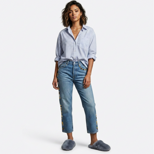 Hand Embroidered Levi's Vintage Jeans – Side Stiching