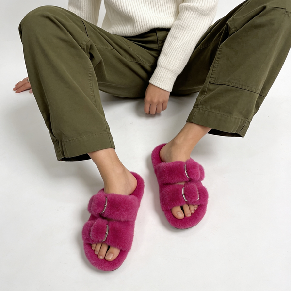 Mink Sandal Shoes - Fuchsia