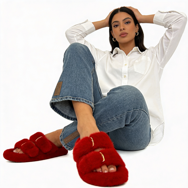 Mink Sandal Shoes - Red