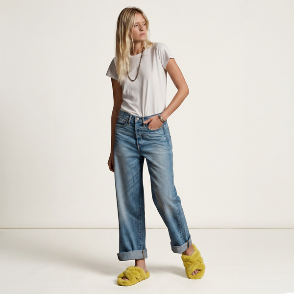 Mink Sandal Shoes Criss Cross - Yellow