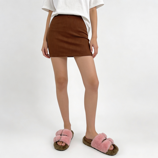 Mink Slide Sandals Shoes - Pink 'n' Brown