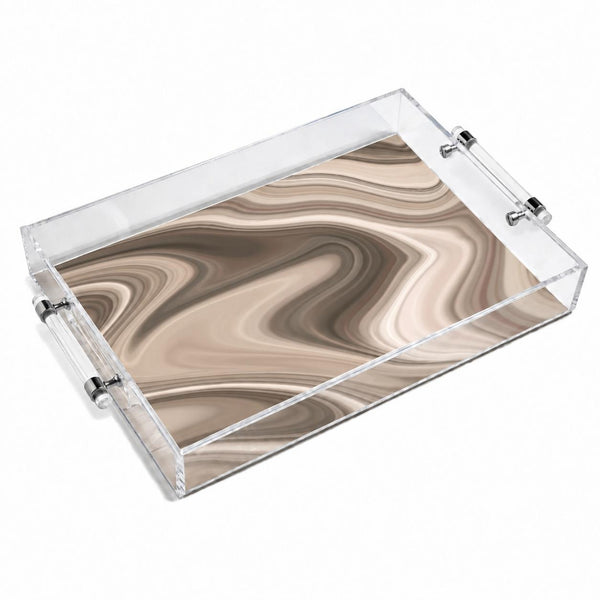 Acrylic Tray - Beige Brown Tone (Metal Handles) [PENDING TITLE]