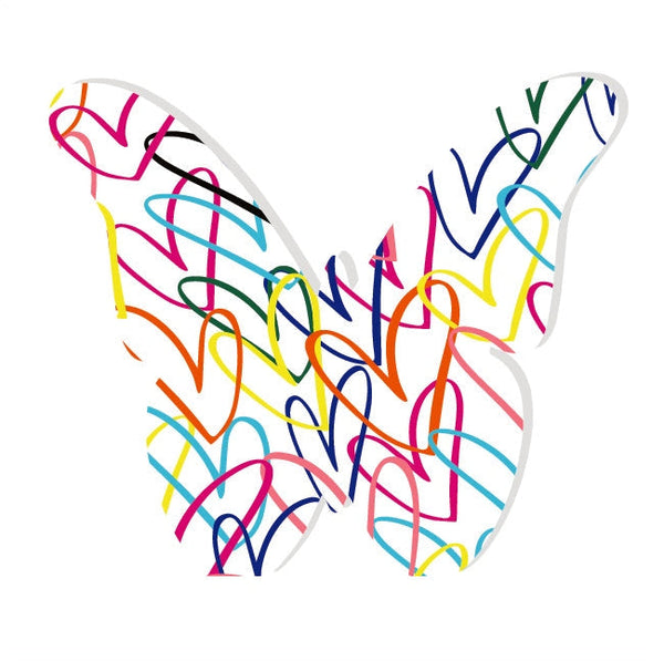 Butterfly Acrylic Object Shelf Decor Multi Rainbow in Multi Color Hearts