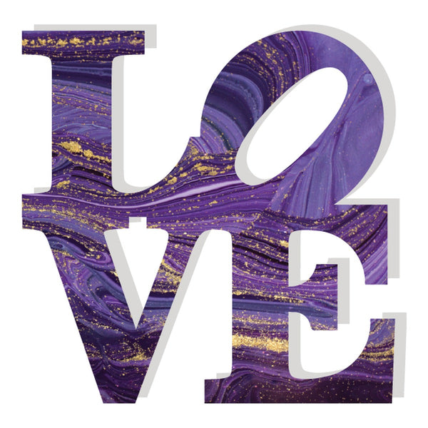 Love Acrylic Object Designer Shelf Decor Purples in Purple Marble