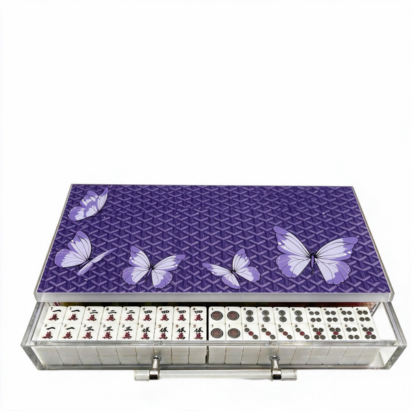 Mahjong Set Purple Butterflies - Acrylic Sample Sale