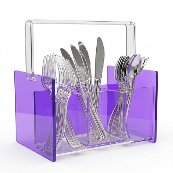 Acrylic See Through Purple Silverware Caddy