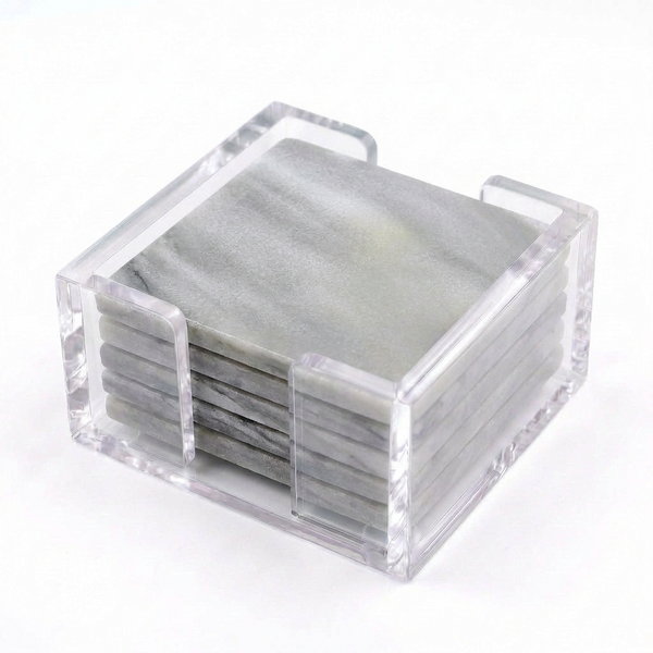 Acrylic Marble Coasters – Silver