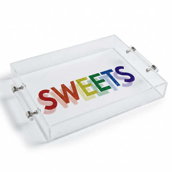 Acrylic Sweets Tray with Metal Handles