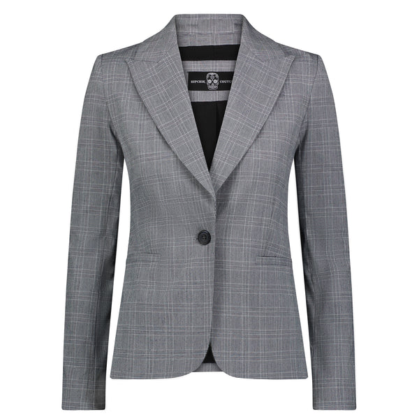 Silver Snake Blazer - Black Plaid