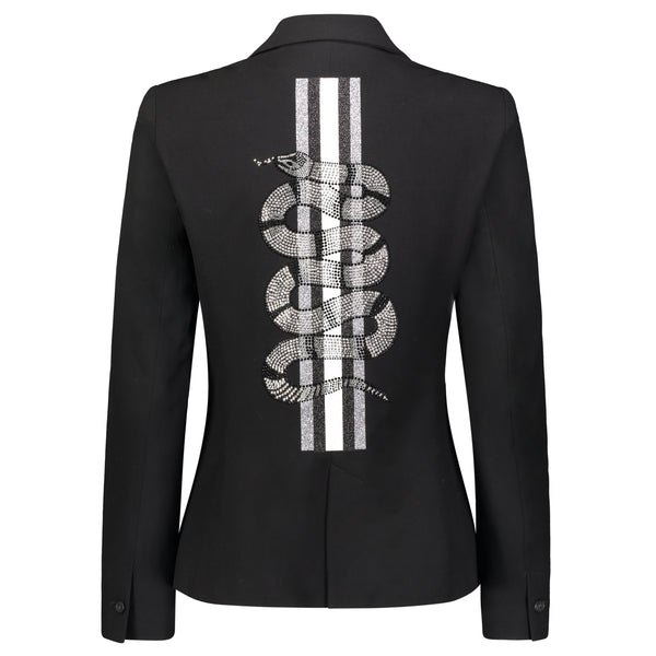 Hipchik Snake Studded with Stripes Black Blazer - Hipchik