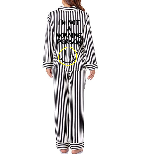 Not a Morning Person Pajama Set Black White L/